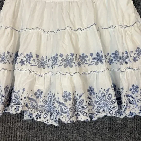 Kate Spade New York Womens Floral Embroidered Tiered Mini Skirt Size XL Boho - Picture 4 of 8